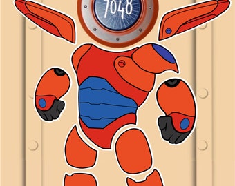 Disney Cruise Door Magnets Baymax Superhero in Red Super Suit Armor Costume - Real Die Cut Magnets - Not Laminated Paper