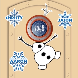 Disney Cruise Frozen Door Magnet of Olaf with Custom Snowflake Magnets (not paper)