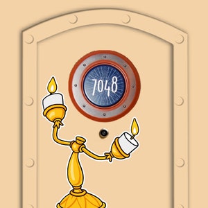 Disney Cruise Door Magnet Lumiere Beauty and the Beast Character Made from Full Magnetic Sheeting, Not laminated paper