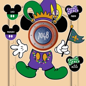 Disney Cruise Door Magnet Mardi Gras Mickey Mouse Made from Magnetic Sheeting, Not laminated paper