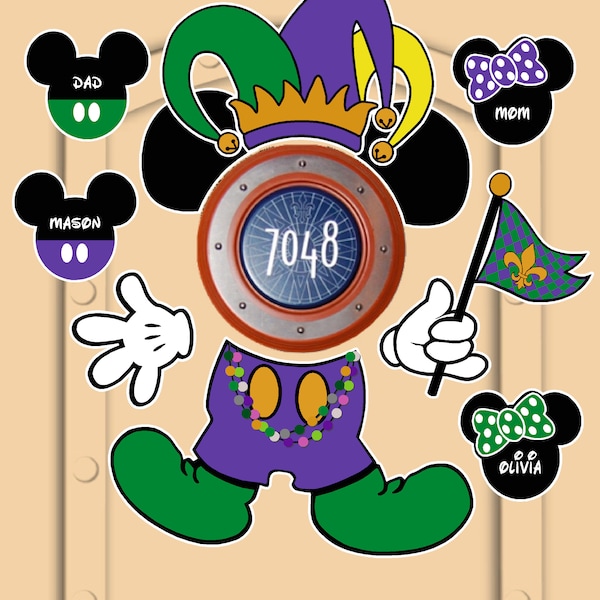 Disney Cruise Door Magnet Mardi Gras Mickey Mouse Made from Magnetic Sheeting, Not laminated paper