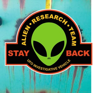 Alien Research Vehicle Magnets - Decals or Magnets - Permanent or Magnetic Graphics for Your Vehicle