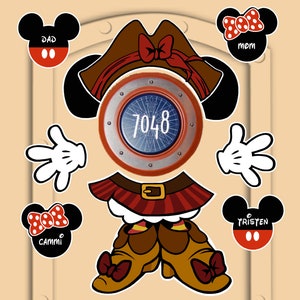 Disney Cruise Door Magnets Pirate Minnie Mouse with Customized Mickey and Minnie magnets for family
