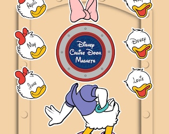 Disney Cruise Door Magnets Daisy Duck with personalized Huey Dewey and Louie, April May and June (No paper)