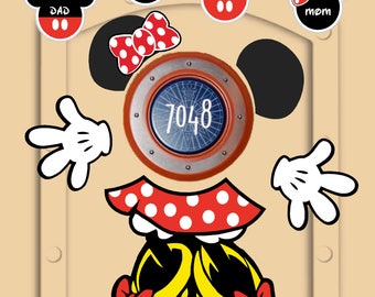 Disney Cruise Door Magnets Minnie Mouse (not just laminated paper) with personlized Mickey and Minnie magnets for family