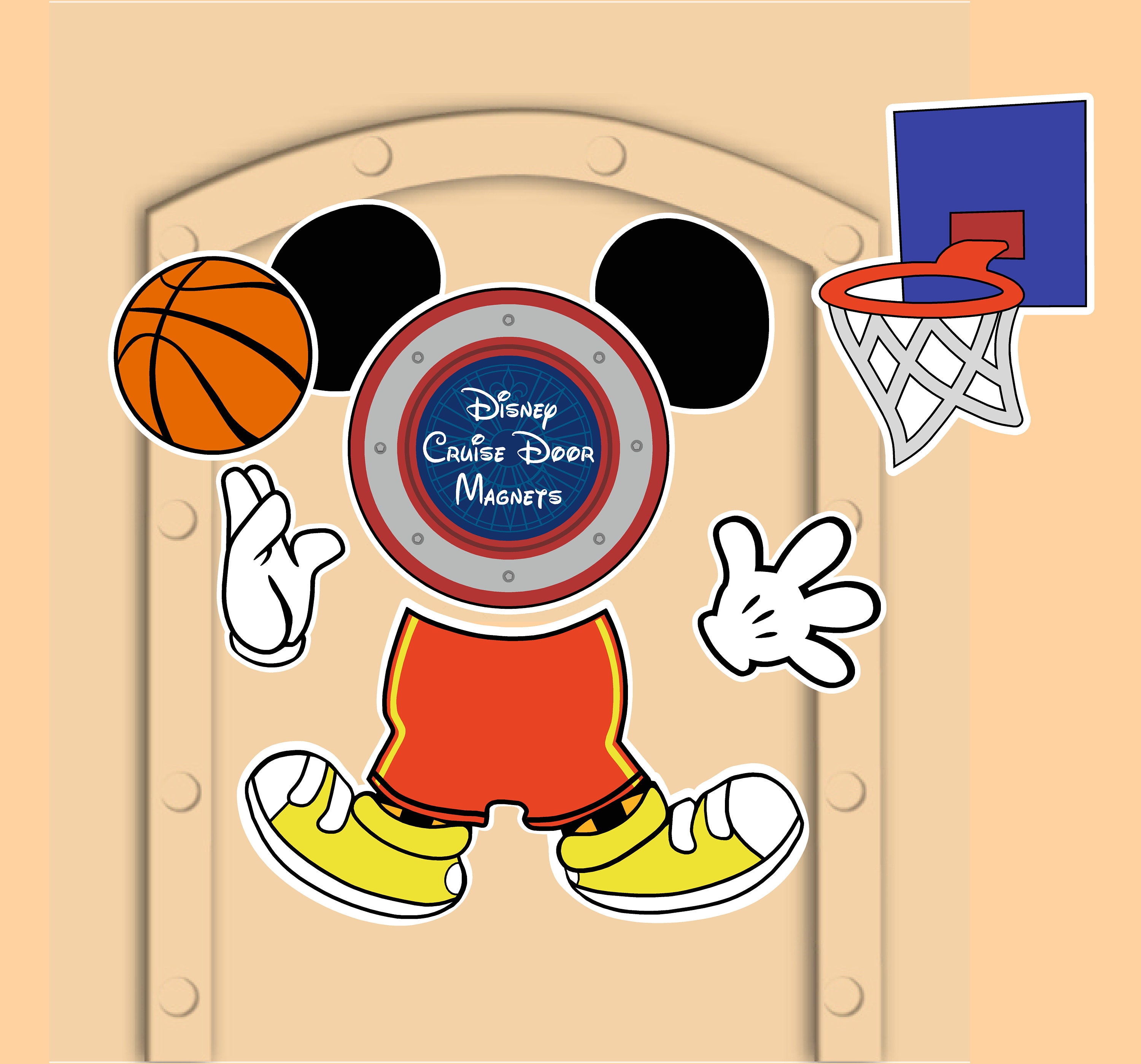 Disney Cruise Door Magnets Mickey Basketball Player (not laminated paper)  Mickey Mouse