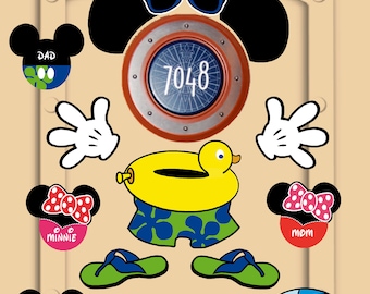 Disney Cruise Door Magnets Mickey Mouse Beach with Beach Ball, Sunglasses, flip flops and options for little Mickeys