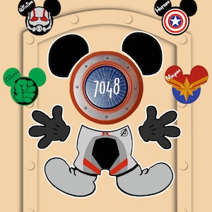 Disney Cruise Door Avengers End Game Magnets Mickey Mouse Captain with customized little Mickeys Die Cut Magnets