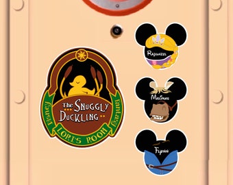 Disney Cruise Door Tangled Snuggly Duckling Sign with Customized Mickey characters Rapunzel Maximus and Flynn - Real Magnets