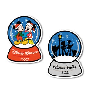 Disney Cruise Door Snow Globes Mickey & Minnie or Toy Story Silhouette Christmas Carolers Custom Magnets Magnets (not paper)