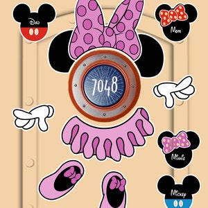 Disney Cruise Door Magnets Ballerina Dancing Minnie Ballet Dance Minnie Mouse and customized little Mickey and Minnie for family