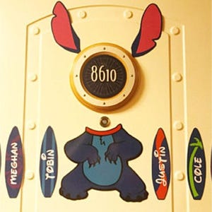 Disney Cruise Door Magnets Stitch with personlized surf boards for family not paper image 3
