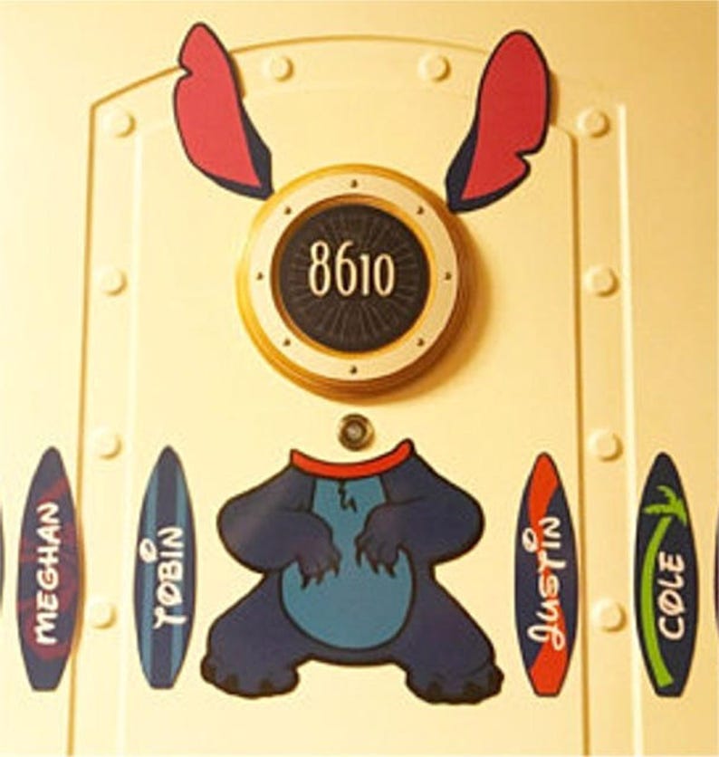Disney Cruise Door Magnets Stitch with personlized surf boards for family not paper image 3
