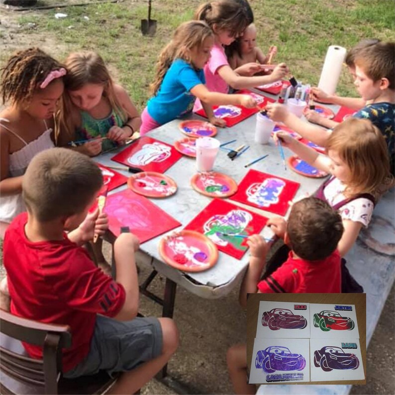 Kids Paint Party Kits 4 Canvas Panels With Easy to Peel Vinyl Etsy