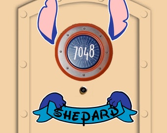 Disney Cruise Stitch Door Banner Magnet with ears Customize Disney Name Magnet (not paper)