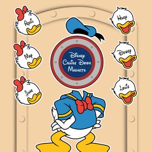 Disney Cruise Door Magnets Donald Duck with personlized Huey Dewey and Louie, April May and June (No paper)