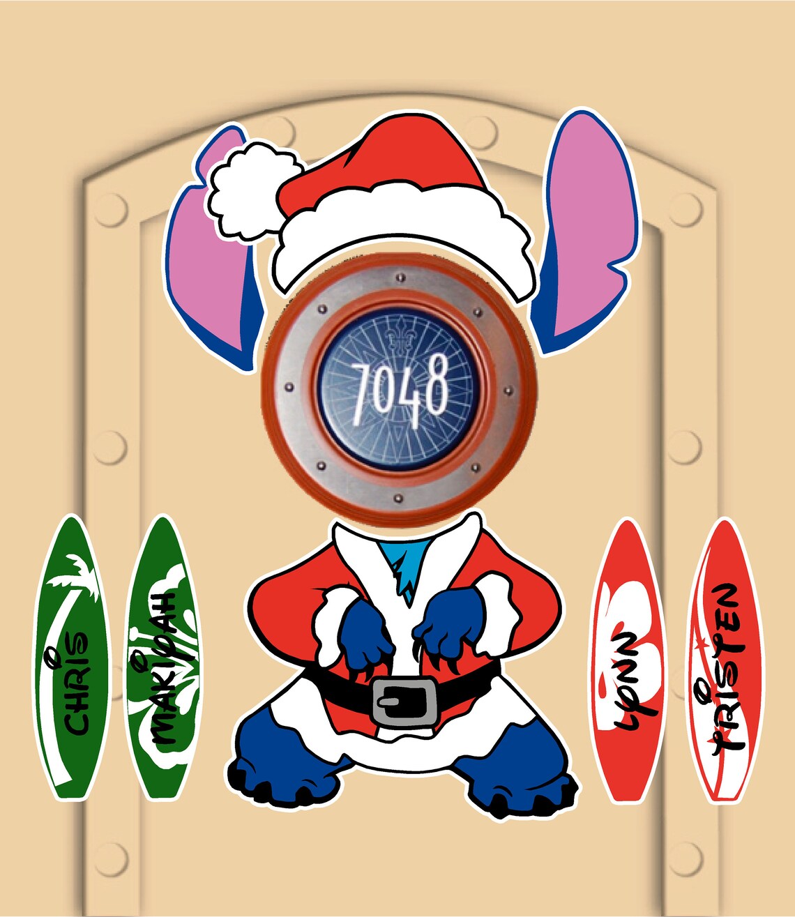 Disney Cruise Stitch Christmas Door Magnets With Custom Surf - Etsy