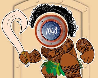 Disney Cruise Door Magnets Maui Demi God from Moana - Real Magnets - Not Laminated Paper
