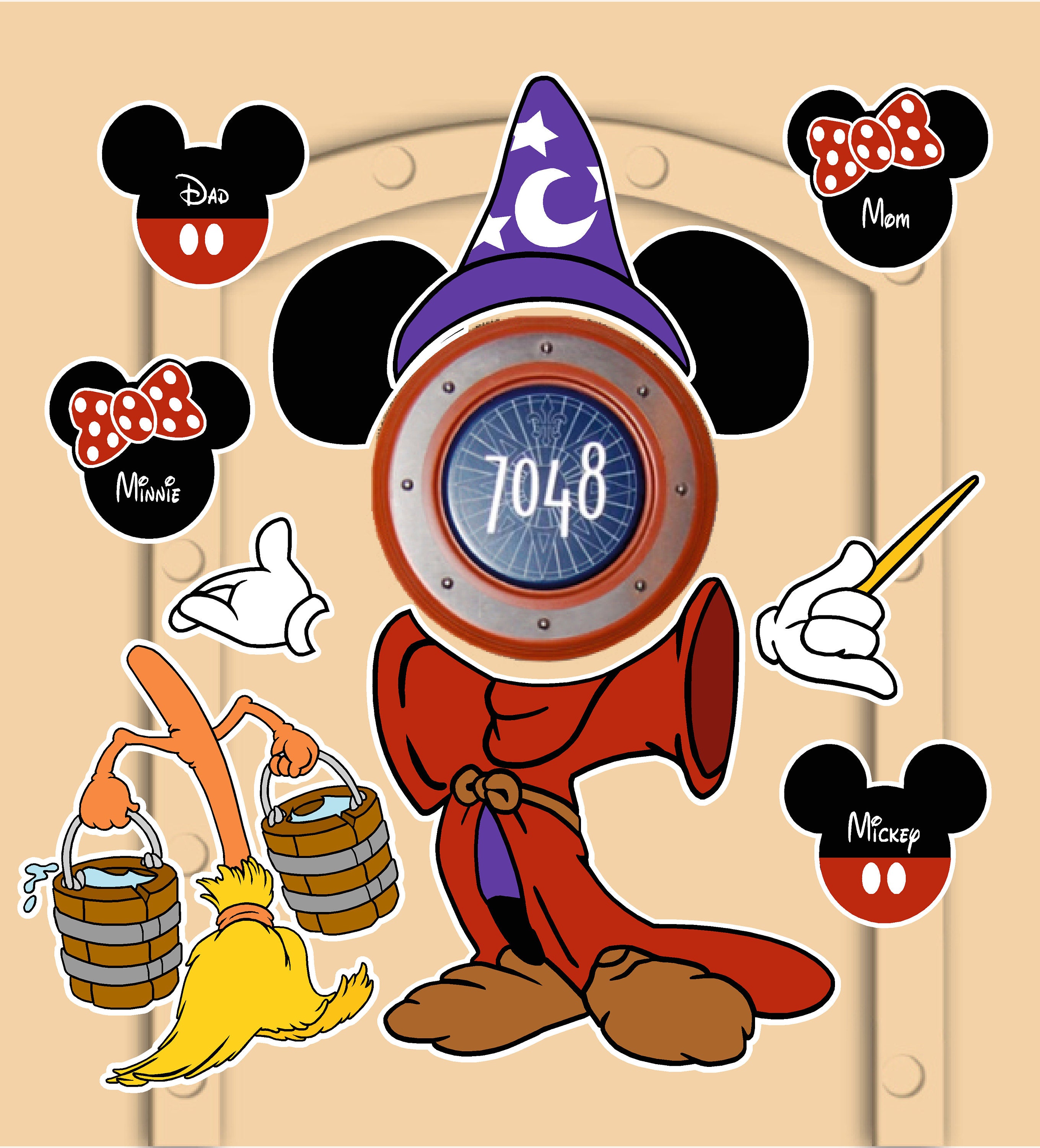 Disney Cruise Door Magnets Mickey Mouse Sorcerer With Broom