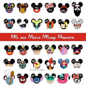 Mickey and Minnie Mix and Match Disney Mickey Ears Custom Magnets for Disney Cruise Door ~ Choose your character and size-Price per magnet