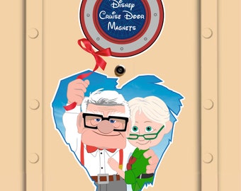 Disney Cruise Door Magnets Carl and Ellie from UP Real Die Cut Magnets, Sticks directly to your door