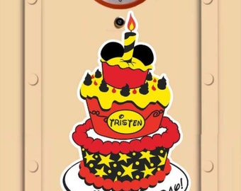 Disney Cruise Door Birthday Cake Magnet Mickey Mouse Minnie Mouse Personalized Happy Birthday (not paper)