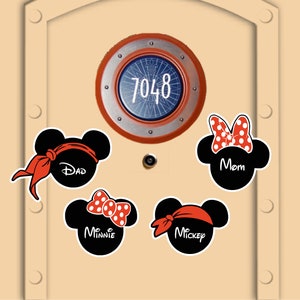 Disney Cruise Door Pirate Family Personal Mickey Mouse and Minnie Mouse Magnets (not paper) stick right to door