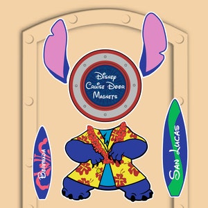 Disney Cruise Door Magnets Stitch with personlized surf boards for family not paper image 4
