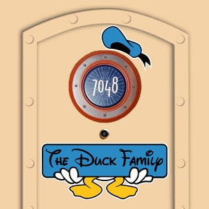 Disney Cruise Door Magnets Donald Duck with hat Custom name banner (not paper)