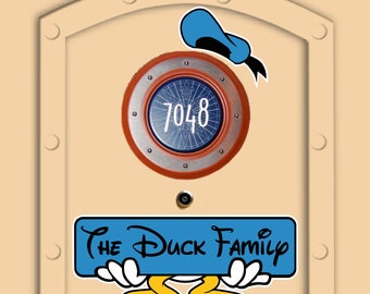 Disney Cruise Door Magnets Donald Duck with hat Custom name banner (not paper)