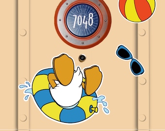 Disney Cruise Door Magnets Donald Duck at the Beach - These are real Magnets Not just laminated Paper