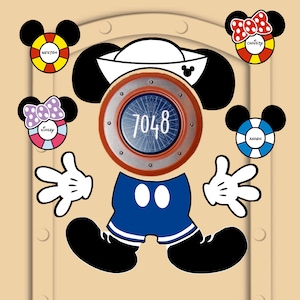 Disney Cruise Door Magnets Mickey Sailor (not laminated paper) Mickey Mouse Sailor with customized little Mickeys in Life preservers
