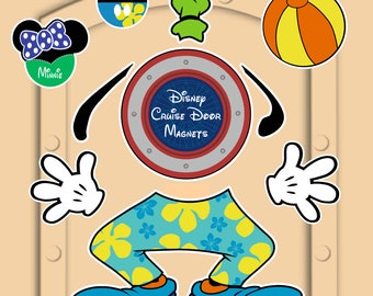 Disney Cruise Door Magnets Goofy with hat ears and hands Ready to sail (No paper) These are real magnets, not paper!