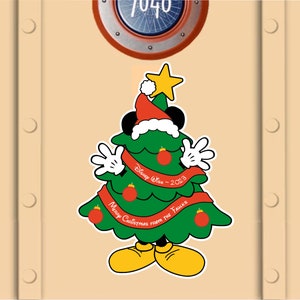 Disney Cruise Christmas Tree Magnet with personalized ribbons. This is not paper!