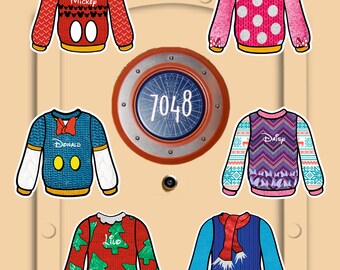 Disney Cruise Magnets Ugly Christmas Sweater Mickey Minnie Donald Daisy Lilo and Stitch - Disney Characters