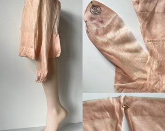 Late 1930s Silky Seamed Stockings | Ballerina Pink Patterned | Vintage Art Deco | Hosiery Hose Lingerie Undergarments | Burlington