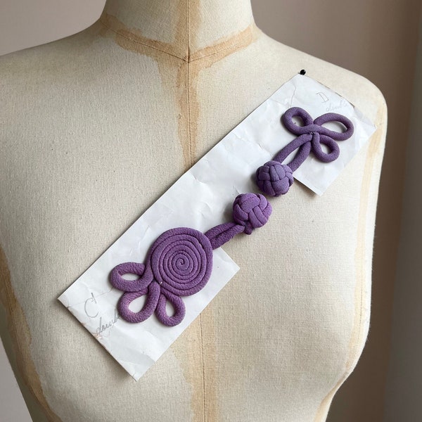 1930s- 1940s Frog Fastening Samples | Purple Crepe | Closure Sample Card Haberdashery Dressmaking Sewing | Vintage Art Deco