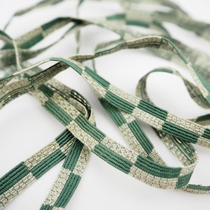 1920s Metallic Thread Trimming | Green Gold Geometric Fine Trim Embellishment Sew On | Haberdashery Sewing Dressmaking Millinery | 200cm