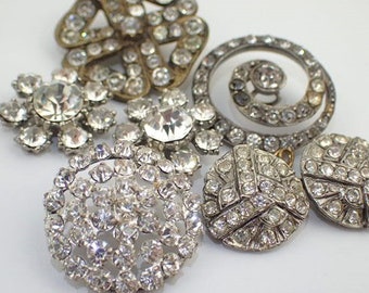 Boutons scintillants des années 1900 à 1950 | Coller Strass Diamante Fleur Marguerite | Antique vintage Passage Embellissement Mercerie Couture