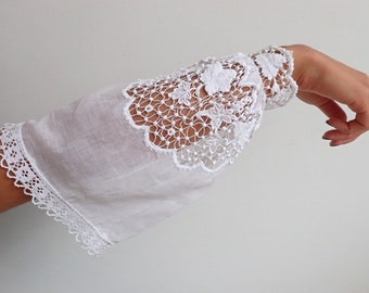 19th Century Lace Engageantes | Detachable False Sleeves Cuffs | Period Costuming Antique Victorian Costume Re-enactment Accessories