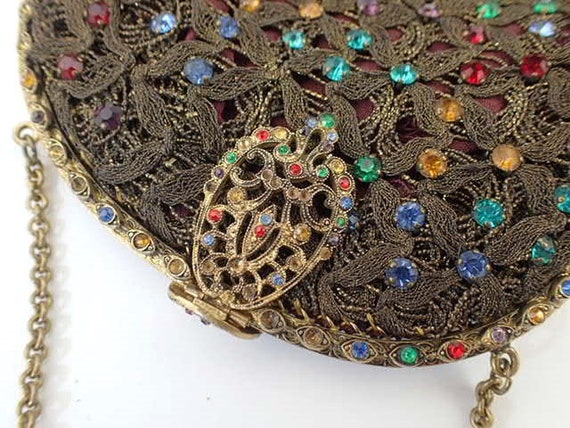 1930s Jewel Evening Bag | Sparkly Rhinestones Red… - image 3