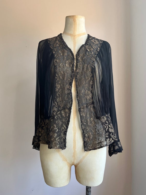 1930s Lamé Lace & Silk Chiffon Jacket | Pleats Lo… - image 2