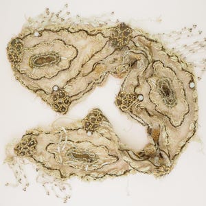 1900s Trimming  Beaded Embroidered Tulle Fringing Embellishment | Antique Edwardian | Haberdashery Sewing Dressmaking Millinery | As Is