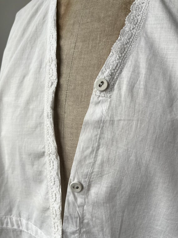 Edwardian White Cotton Blouse | Boxy Lace Button … - image 5