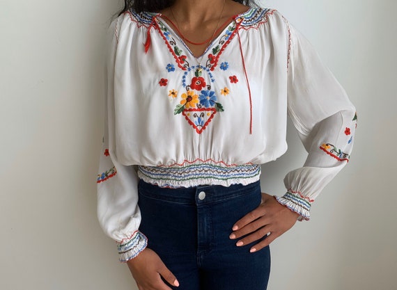 Original 1930's Hungarian Peasant Blouse Embroider