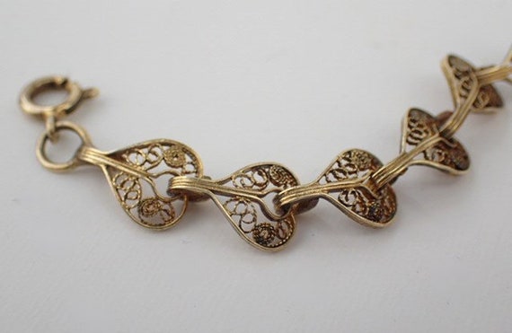 1950s Dainty Bracelet | 800 Silver Gilt Filigree … - image 9