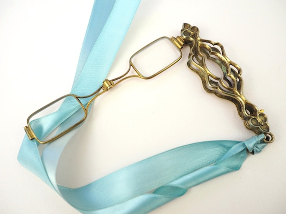 19th Century Ornate Lorgnette | Gilt Metal Folding Magnifying