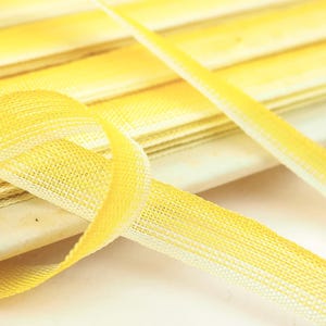 1920s French Ombré Ribbon | Yellow Rayon Ribbon Work Flowers Roses Rosettes | Antique Haberdashery Sewing Lingerie Trim Trimming | 12 inches