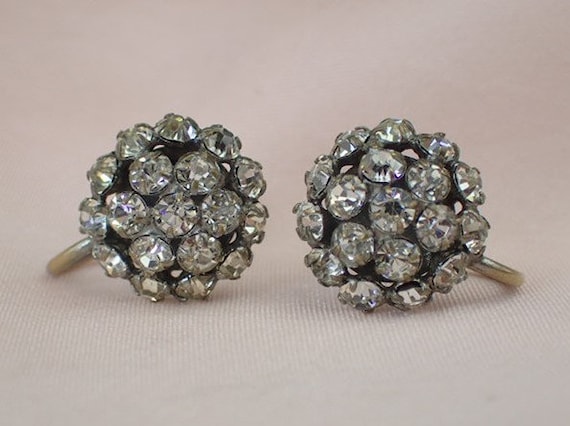 Original 1920s- 1930s Sparkly Paste Stone Earring… - image 1