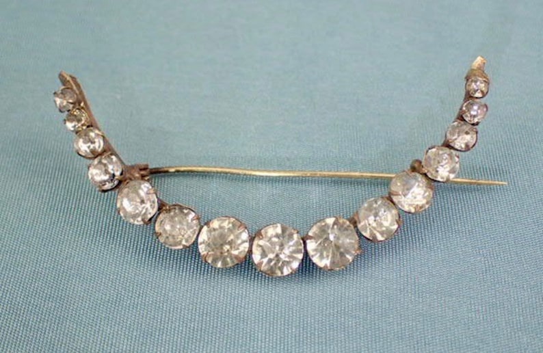 Edwardian Large Paste Moon Brooch Pin Antique 1900/'s Celestial Jewellery Jewelry